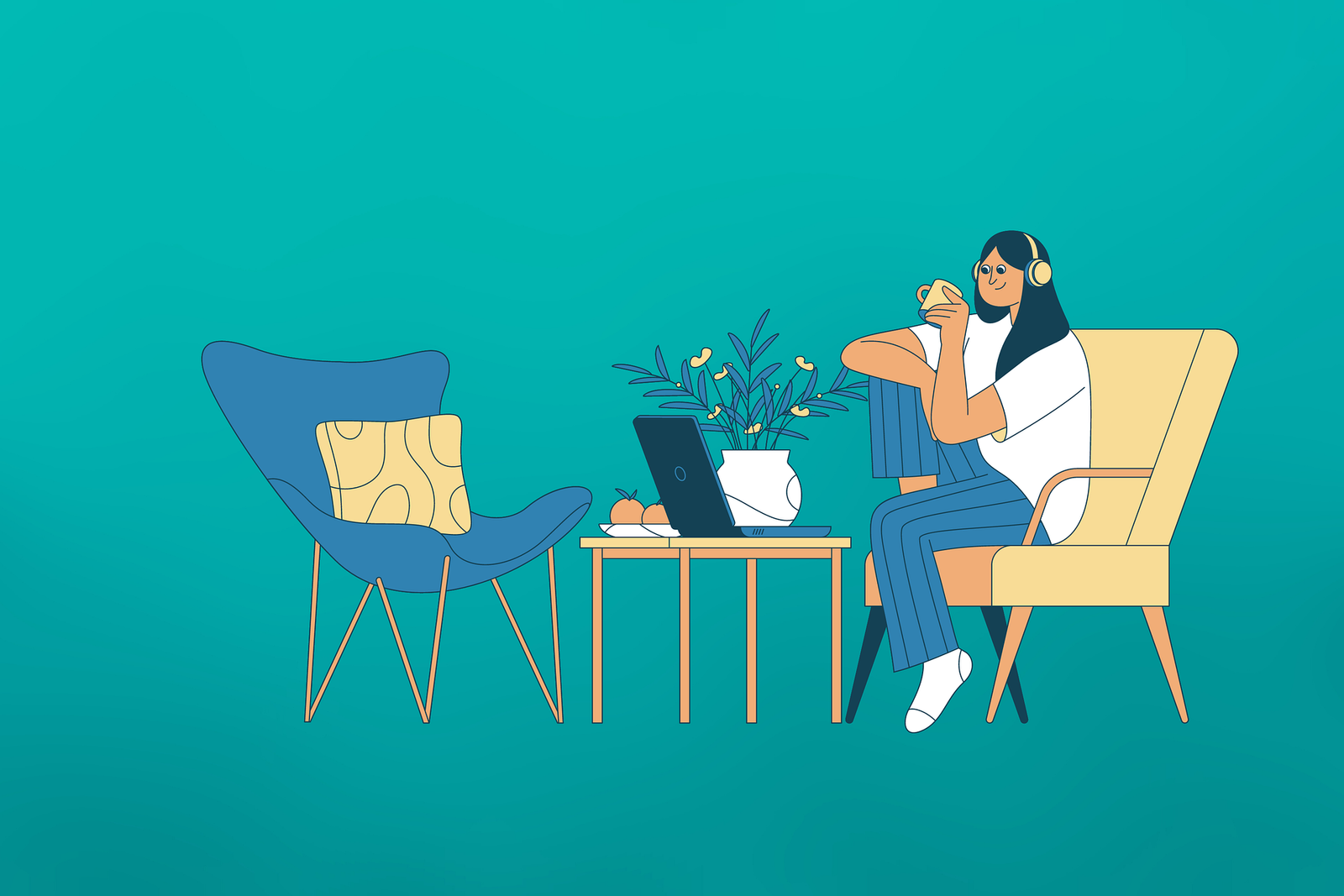 Ilustrasi Bekerja Dan Bersantai